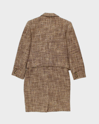 Vintage 1980s Women's Valentino Miss V Tweed Wool Two-Piece Blazer & Skirt Suit - L