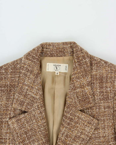 Vintage 1980s Women's Valentino Miss V Tweed Wool Two-Piece Blazer & Skirt Suit - L