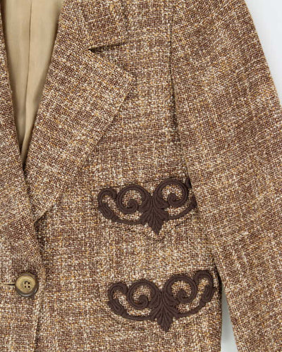 Vintage 1980s Women's Valentino Miss V Tweed Wool Two-Piece Blazer & Skirt Suit - L