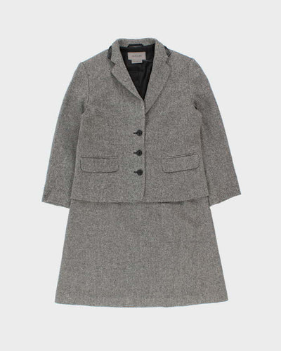 Vintage Women's Jaeger Grey Wool Two-Piece Skirt Suit - S