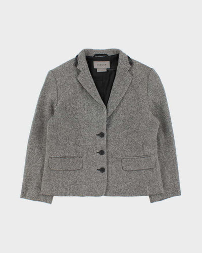 Vintage Women's Jaeger Grey Wool Two-Piece Skirt Suit - S