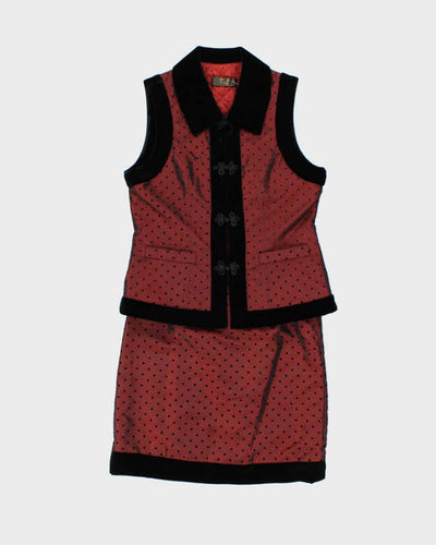 Vintage Northern Hemisphere Iridescent Velvet Trim Skirt Suit - S