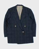 Vintage 1990s Burberry Japan Wool Check Women's Double Breasted Oversized Blazer - L