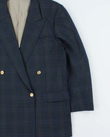 Vintage 1990s Burberry Japan Wool Check Women's Double Breasted Oversized Blazer - L
