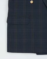 Vintage 1990s Burberry Japan Wool Check Women's Double Breasted Oversized Blazer - L
