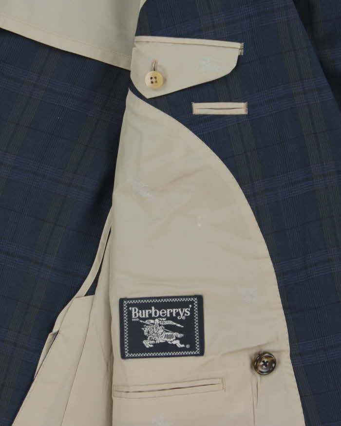 Vintage 1990s Burberry Japan Wool Check Women's Double Breasted Oversized Blazer - L