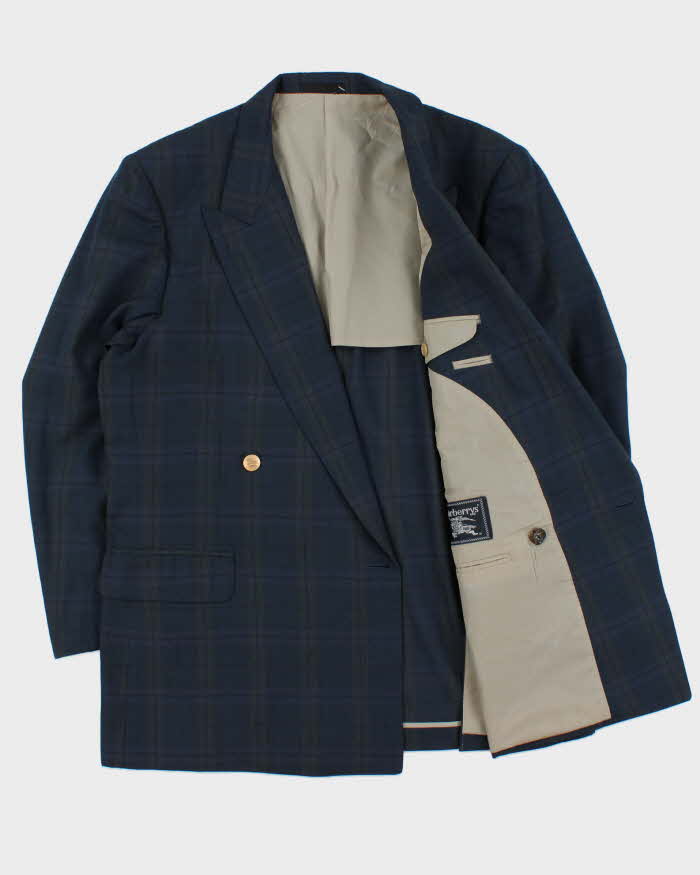 Vintage 1990s Burberry Japan Wool Check Women's Double Breasted Oversized Blazer - L