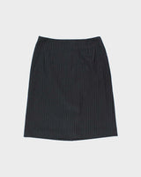 Vintage Y2K 00s Via Roma Women's Wool Blend Pin Striped Contrast Stitch Two-Piece Skirt Suit - M