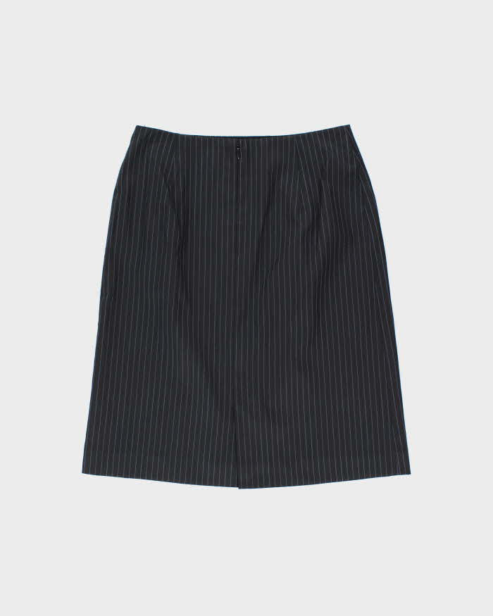 Vintage Y2K 00s Via Roma Women's Wool Blend Pin Striped Contrast Stitch Two-Piece Skirt Suit - M