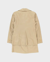 Vintage Y2K 00s DKNY Tan Canvas Women's Two-Piece Skirt Suit - S