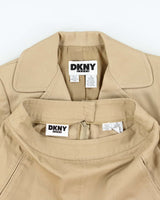 Vintage Y2K 00s DKNY Tan Canvas Women's Two-Piece Skirt Suit - S