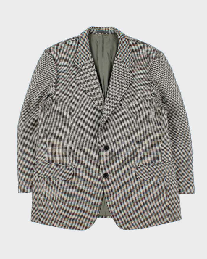 Vintage 1990s Burberry Japan Women's Tasmanian Wool Houndstooth Single Breasted Oversized Blazer - L