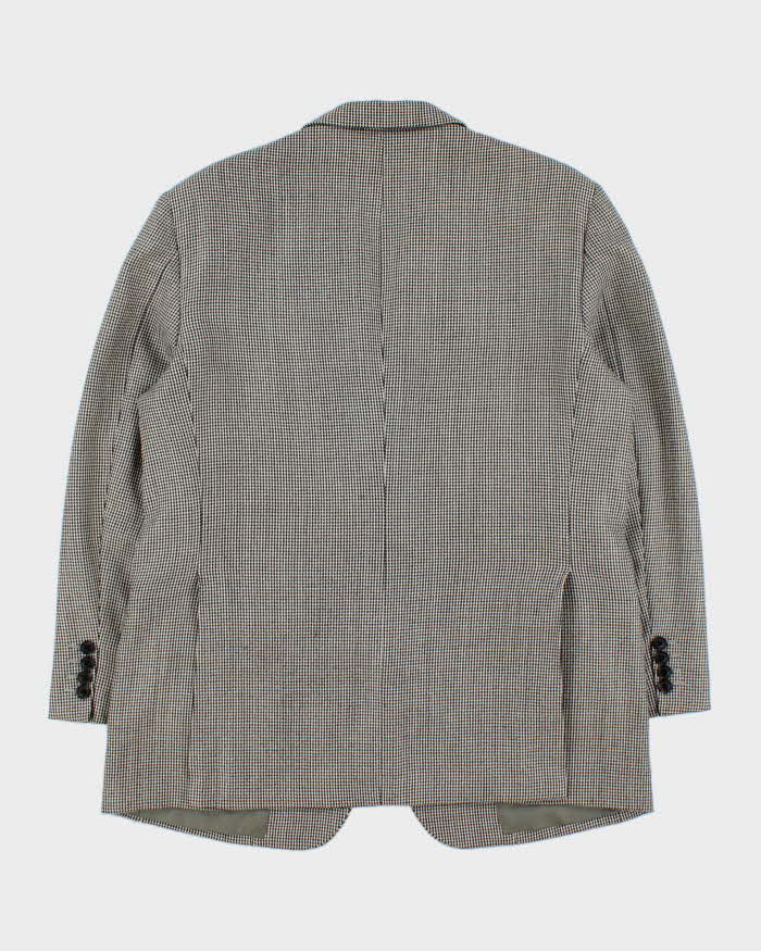 Vintage 1990s Burberry Japan Women's Tasmanian Wool Houndstooth Single Breasted Oversized Blazer - L