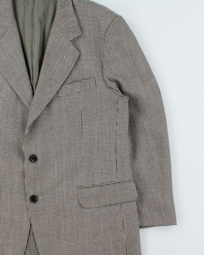 Vintage 1990s Burberry Japan Women's Tasmanian Wool Houndstooth Single Breasted Oversized Blazer - L
