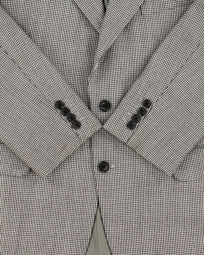 Vintage 1990s Burberry Japan Women's Tasmanian Wool Houndstooth Single Breasted Oversized Blazer - L