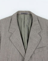 Vintage 1990s Burberry Japan Women's Tasmanian Wool Houndstooth Single Breasted Oversized Blazer - L