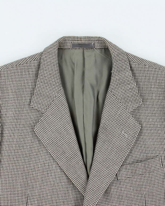 Vintage 1990s Burberry Japan Women's Tasmanian Wool Houndstooth Single Breasted Oversized Blazer - L