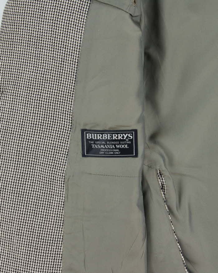 Vintage 1990s Burberry Japan Women's Tasmanian Wool Houndstooth Single Breasted Oversized Blazer - L