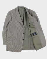 Vintage 1990s Burberry Japan Women's Tasmanian Wool Houndstooth Single Breasted Oversized Blazer - L