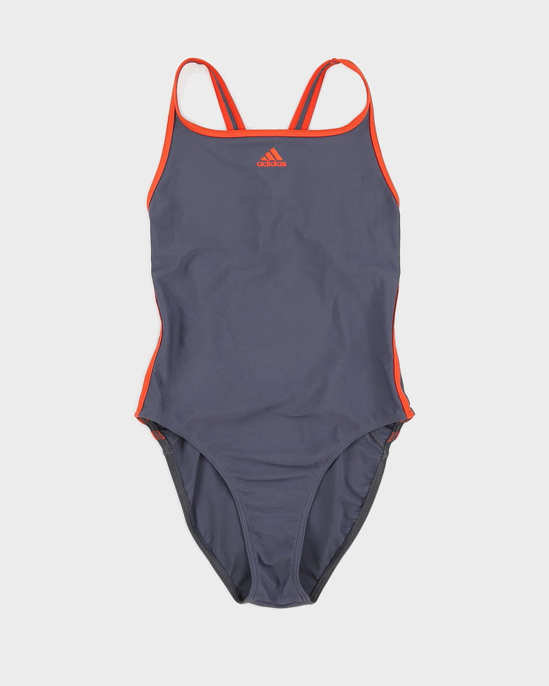 Grey and Orange Adidas Swimsuit - S