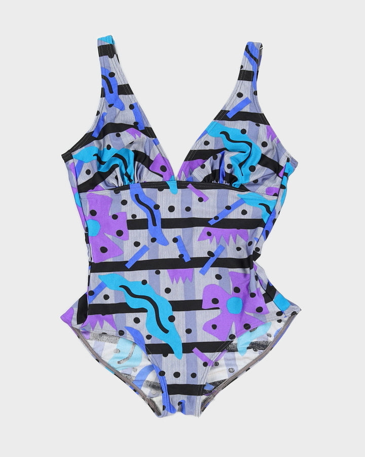 Vintage Geometric Pattern Swimsuit - M