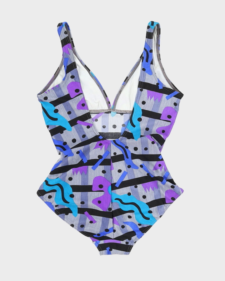 Vintage Geometric Pattern Swimsuit - M