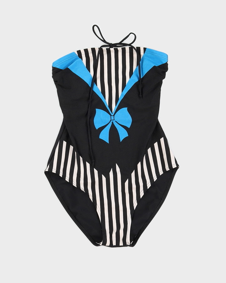 Y2K Bow Print Strapless Swimsuit - S