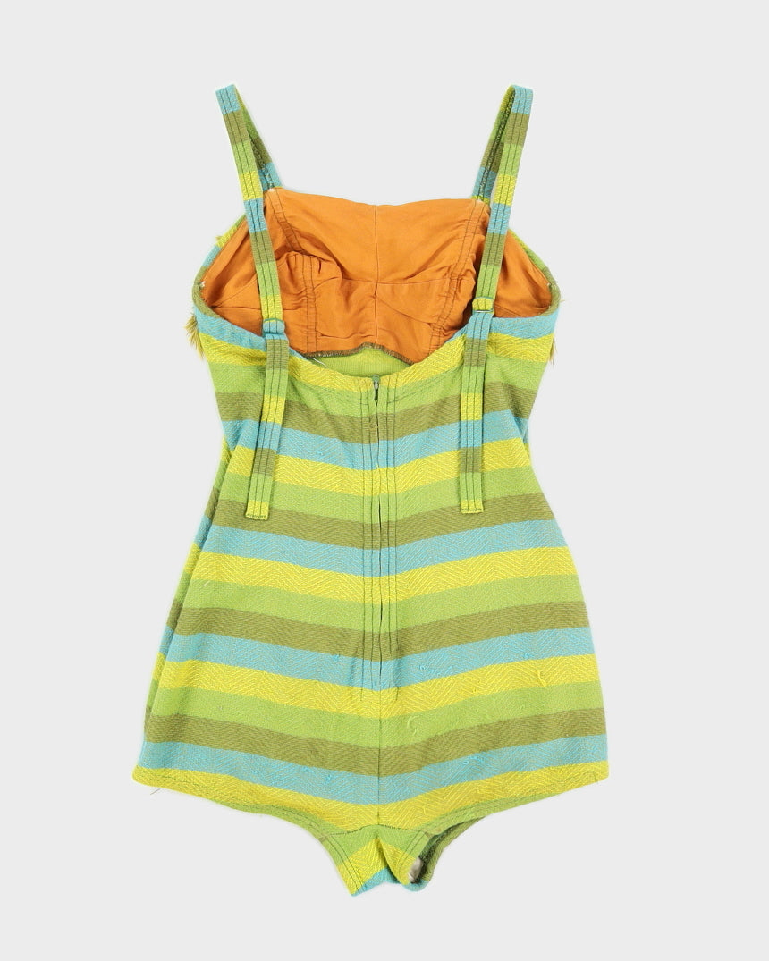 1940s Jantzen Striped Knitted Swimsuit - XXS