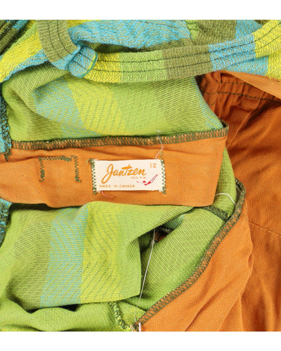 1940s Jantzen Striped Knitted Swimsuit - XXS