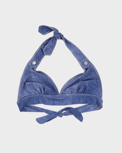 Y2K 00s Zero Point Blue Faux Denim Bikini - S/M