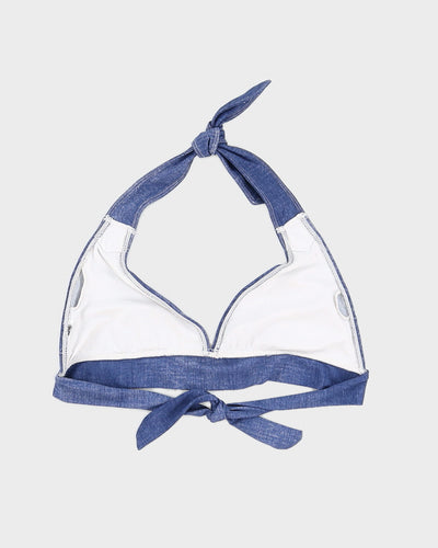 Y2K 00s Zero Point Blue Faux Denim Bikini - S/M