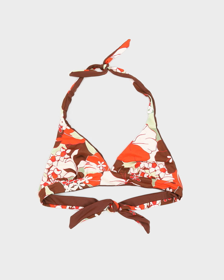 Y2K 00s Roxy Brown Floral Reversible Bikini - S