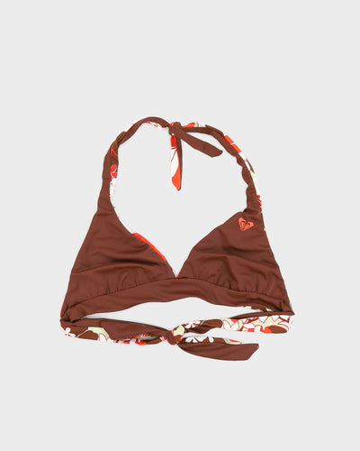 Y2K 00s Roxy Brown Floral Reversible Bikini - S