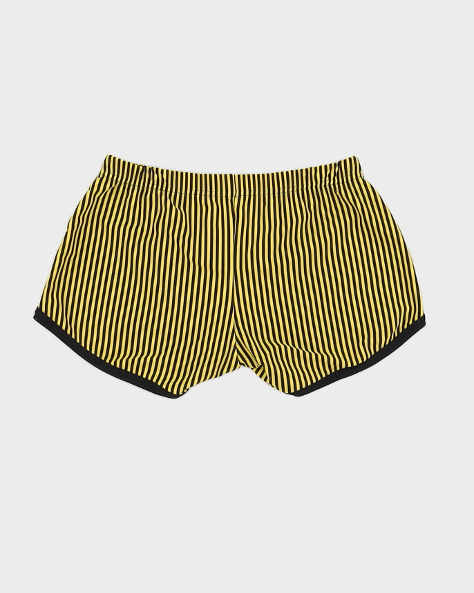 Vintage 90s Yellow & Black Stripe Swim Shorts - S