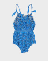 Vintage Blue &amp; White Polka Dot Hand Made One Piece - S