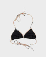 Y2K 00s Burberry Black &amp; Nova Check Bikini Top - M