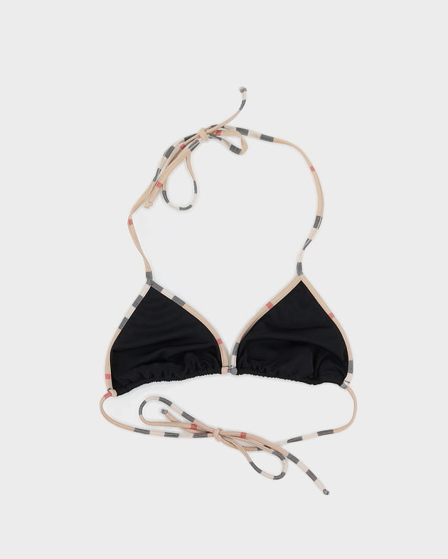 Y2K 00s Burberry Black &amp; Nova Check Bikini Top - M