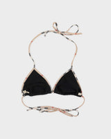 Y2K 00s Burberry Black &amp; Nova Check Bikini Top - M