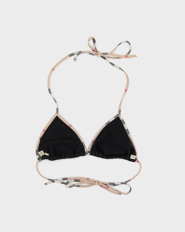 Y2K 00s Burberry Black &amp; Nova Check Bikini Top - M