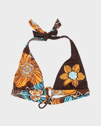 Vintage 90s Side Out Brown Floral Bikini - M