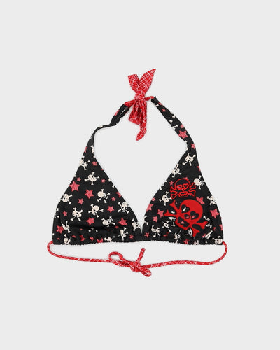 Y2K 00s Billabong Rock Chick Skull Bikini Top - XL