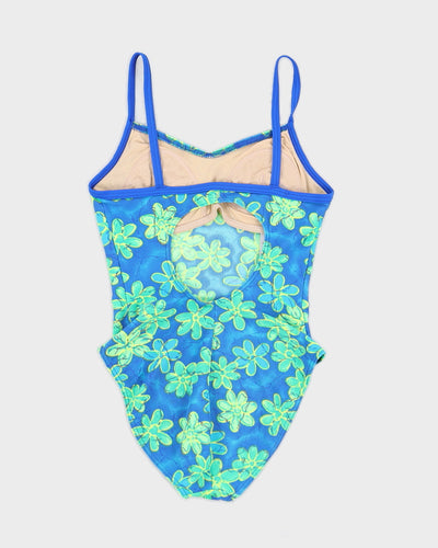 Vintage Blue Floral Swimsuit - S