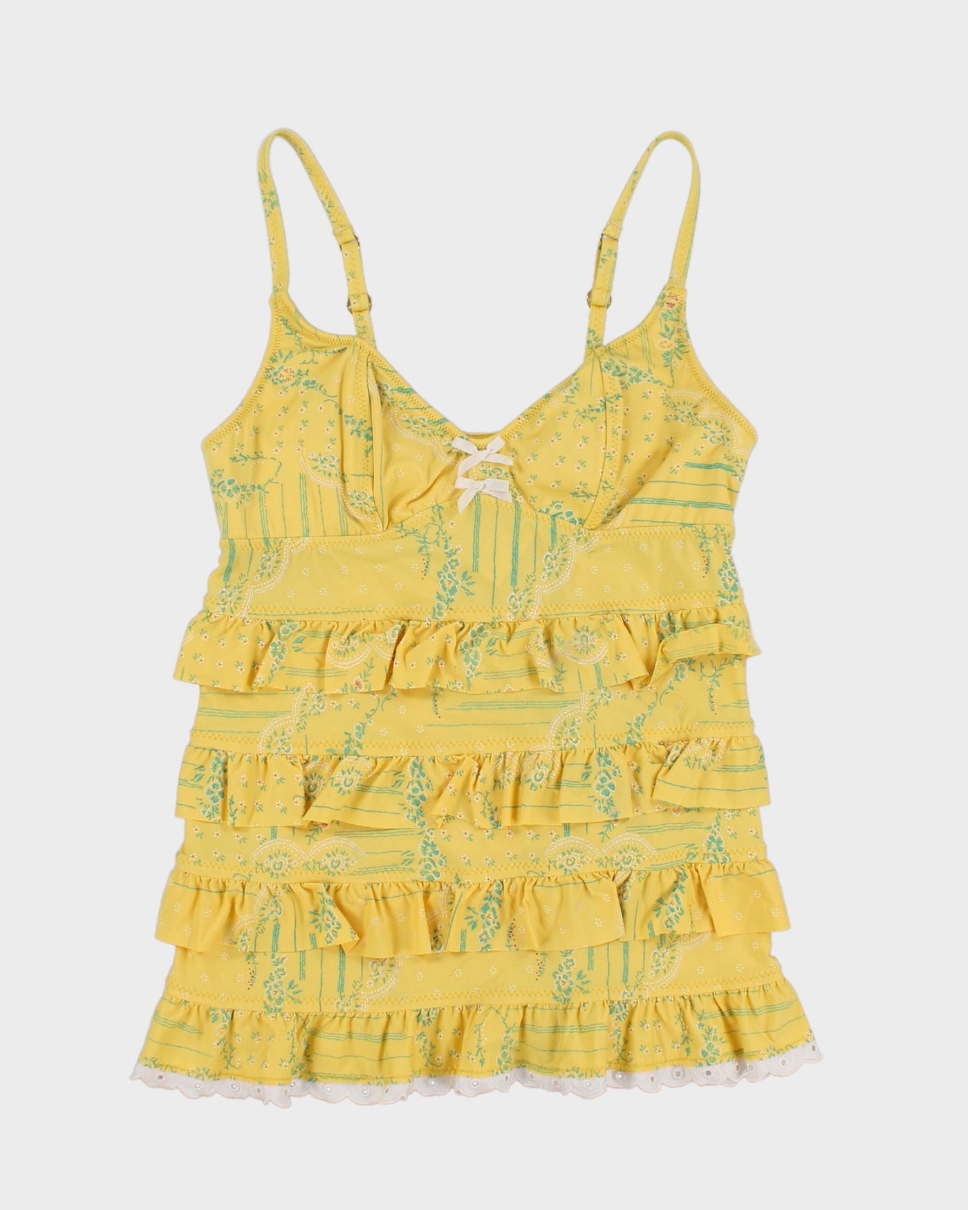 Betsey Johnson Floral Yellow Swimming Top - M