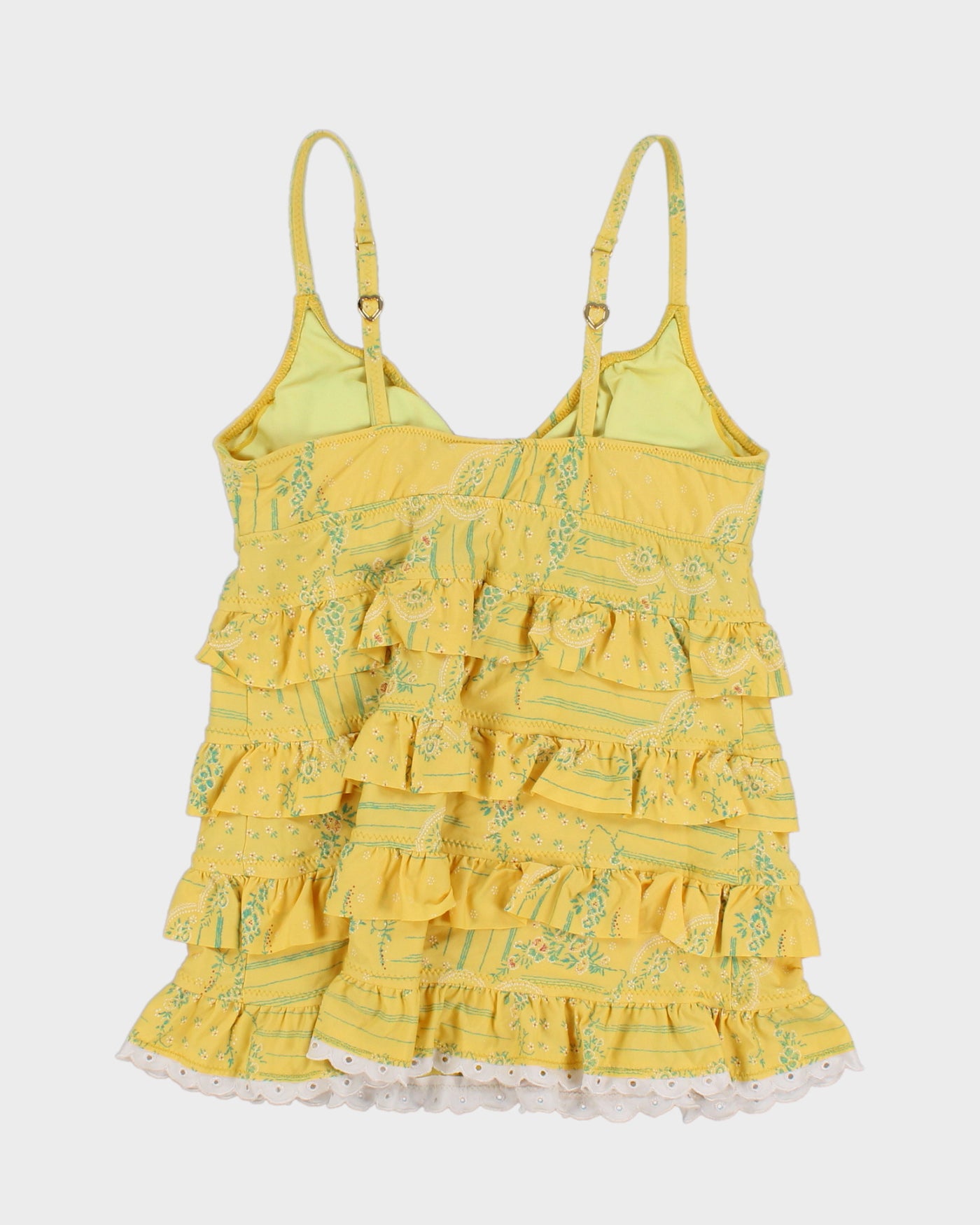 Betsey Johnson Floral Yellow Swimming Top - M