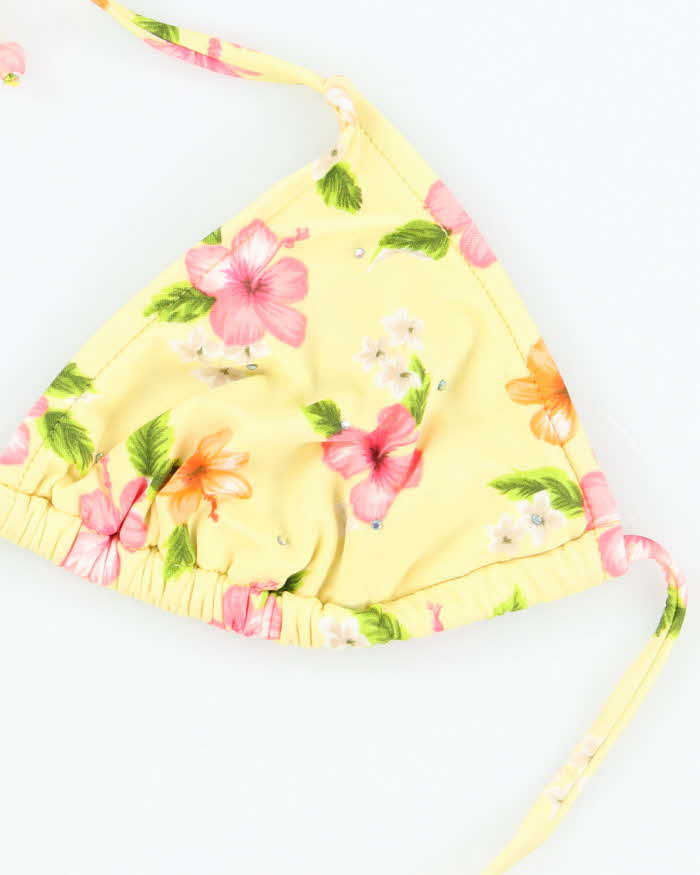 Vintage Y2k 00s Xhilaration Hawaiian Flower Rhinestone Bikini Top - M