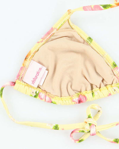 Vintage Y2k 00s Xhilaration Hawaiian Flower Rhinestone Bikini Top - M