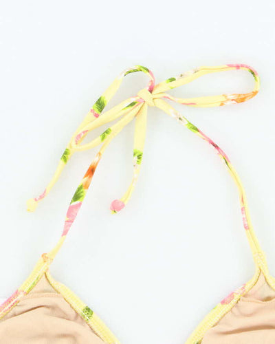 Vintage Y2k 00s Xhilaration Hawaiian Flower Rhinestone Bikini Top - M