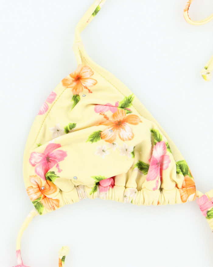 Vintage Y2k 00s Xhilaration Hawaiian Flower Rhinestone Bikini Top - XL