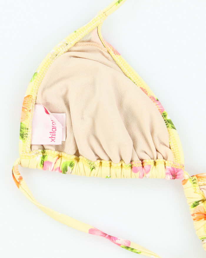 Vintage Y2k 00s Xhilaration Hawaiian Flower Rhinestone Bikini Top - XL