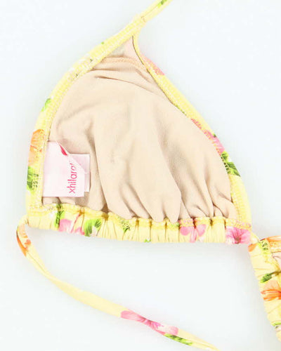 Vintage Y2k 00s Xhilaration Hawaiian Flower Rhinestone Bikini Top - XL